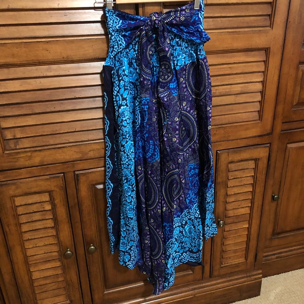 NEW! 🟦Blue & Purple🟪 Boho Print Maxi Skirt/Halter Dress - Size Large - Picture 7 of 10